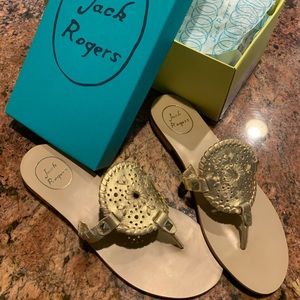 Jack Rogers Gold Georgica Sandals - 8 - NIB